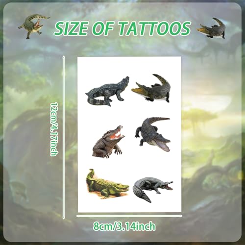 144-Piece Alligator Temporary Tattoos - Realistic Reptile Party Favors