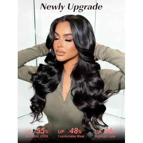 13x6 Glueless Wigs Human Hair Pre Plucked Pre Cut Upgraded Ear-to-Ear 13x6 Lace Front Wigs Human Hair Glueless Wear and Go Drawstring Lace Wig 210% Density Lace Wig