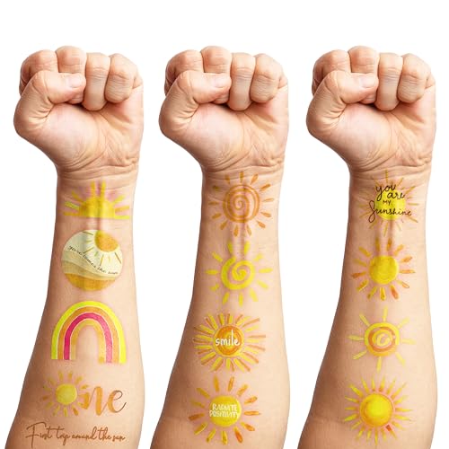 100 PCS Boho Sunshine Temporary Tattoos for Kids