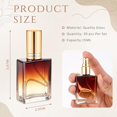 30 Pcs Refillable 15 ml Glass Perfume Bottles - Amber Spray Atomizers