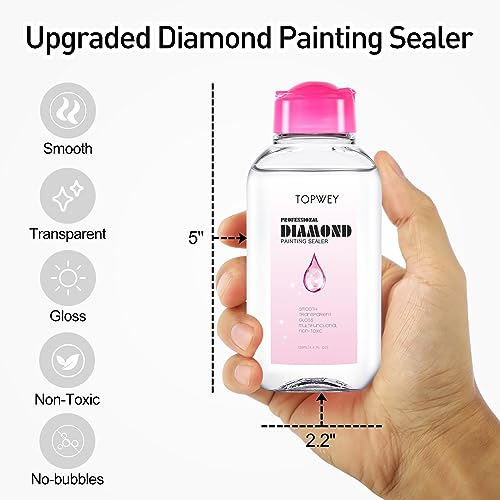 Diamond Painting Sealer, Topwey Diamond Painting Adhesive with Applicator Helps retain Your Diamond Sparkle, Also Applicable to Puzzles for Adults (125 ML 4.4 Fl Oz)