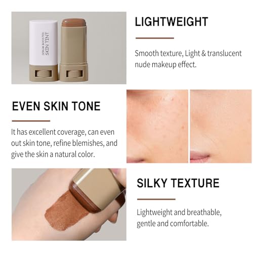 2 Pcs Beauty Balm Serum Boosted Skin Tint, Hydrating Concealer Stick, Lightweight Solid Tinted, Moisturizer Contour Stick Foundation for Women, Natural & Flawless Finish£¨#3£©