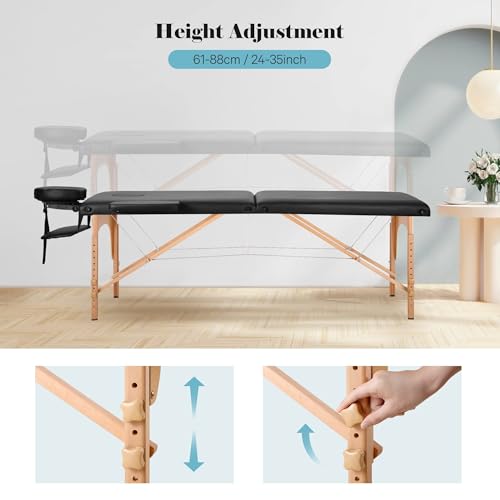 CHRUN Portable Massage Table 24" Wide, Height Adjustable Spa Bed