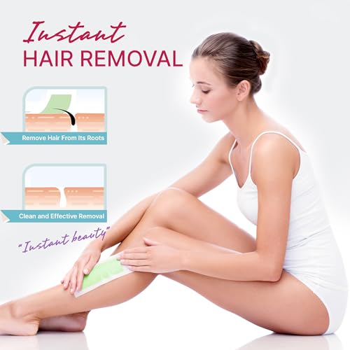 Wax Strips Hair Removal: 60 Body Waxing Strips Dual Sides & 4 Calming Oil Wipes for Women & Men - Brazilian Wax Kit At Home for Face, Legs, Arms, Chest, Bikini - Hypoallergenic for All Skin