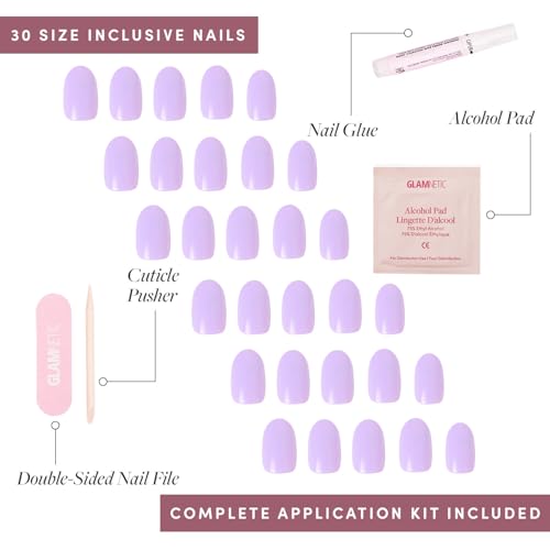Glamnetic Press On Nails - Lilac Pastel Purple 30 Nail Kit