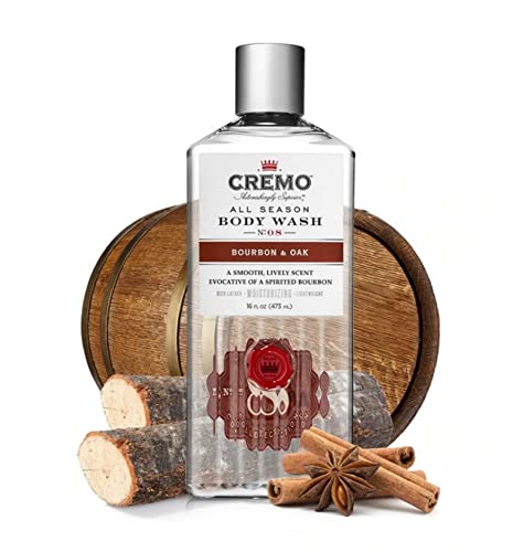 Cremo Rich-Lathering Bourbon & Oak Body Wash for Men, A Sophisticated Blend of Distillers Spice, Fine Bourbon and White Oak, 16 Fl Oz (Packaging May Vary)