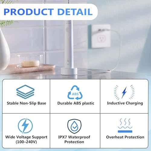 Replacement Charger Base for Philips Sonicare Electric Toothbrush HX6100 Compatible with 4100 5100 5300 6100 6500 9000 Series, Waterproof for Philips Sonicare Charger for Kids & Travel Cord