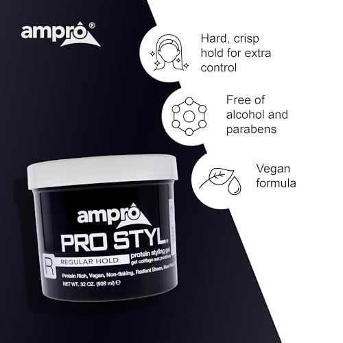 AmPro Pro Styl Styling Gel - Protects and Strengthens Your Strands - Non-Flaking, Alcohol Free, Vegan Formula - Flexible, Touchable Hold for All Hair Textures - Regular - 32 oz