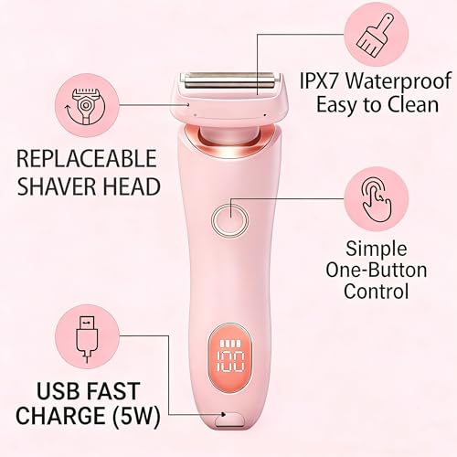 Electric Shaver for Women - Cordless Razor, Painless Trimmer, Waterproof