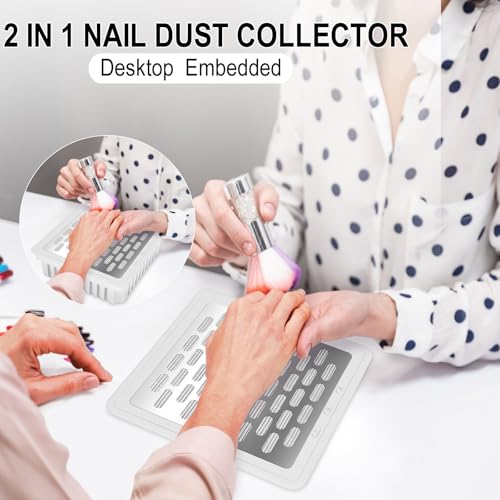 Dust Collector for Nails,Built-in Desktop Nail Vacuum Cleaner,Powerful Suction Dust Fan,Adjustable Speed,Professional Dust Collector for Nails Tech Acrylic Gel Polishing Manicure Pedicure