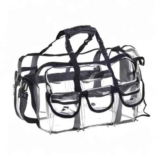 Large Clear Makeup Bag, Transparent PVC Cosmetic Bag with Shoulder Strap and Pockets, Zippered Travel Toiletry Carry Pouch Shoulder Bag