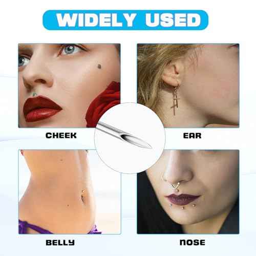 50pcs Piercing Needles Kit - 12G 14G 16G 18G 20G Mixed Gauges, 316L Stainless Steel Hollow Needles for Ear Nose Belly Button Jewelry Piercing