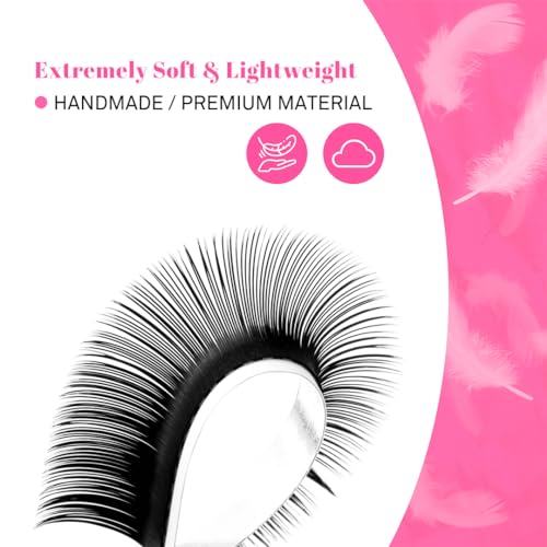 TDANCE Cashmere Lash Extensions Super Matte Black Volume Lash Extension C CC D DD B J L Curl 0.03-0.2mm Thickness Classic Lash Extensions Eyelash Extensions Professional Salon Use(0.03-DD,10-17mm)