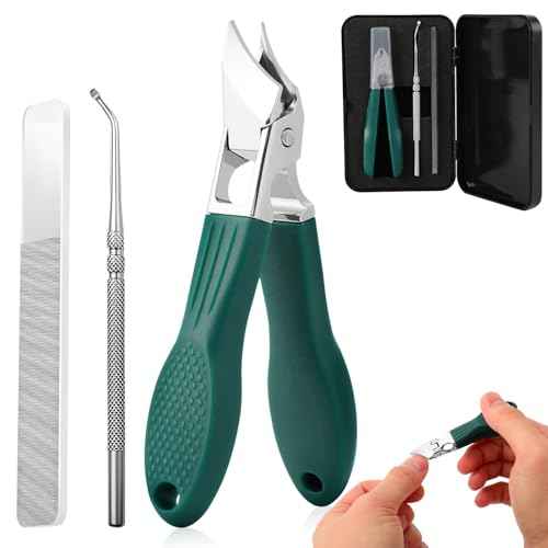 Eagle Beak Beveled Nail Clippers,Wide Jaw Opening Anti-Splash Slanted Nail Clipper,Edge Nail Clippers 3-Piece Set,Long Handle Wide Jaw Opening Anti-Splash Slanted Nail Clipper for Men Women(Green)