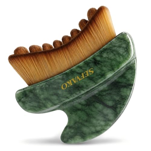 Lymphatic Jade Gua Sha Face Brush – Dual-Ended Dry Brush & Contour Tool