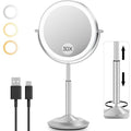VFD 8" 30X Magnifying Makeup Mirror with Lights & Height Adjust