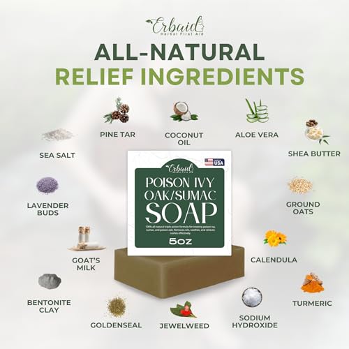 Poison Ivy Soap Bar ? All Natural Poison Ivy Treatment ? Anti-Itch Skin Cleanser Wash for Poison Ivy, Poison Oak & Sumac ? Removes Oils, Soothes & Relieves Rashes ? 5oz Jewelweed Soap Made in USA