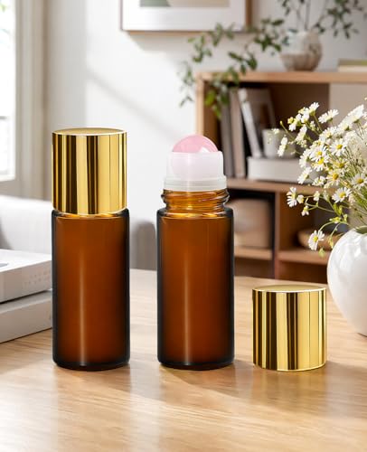 Rose Quartz Roller Bottle Set - 2x50ml Refillable Glass Oil Applicators