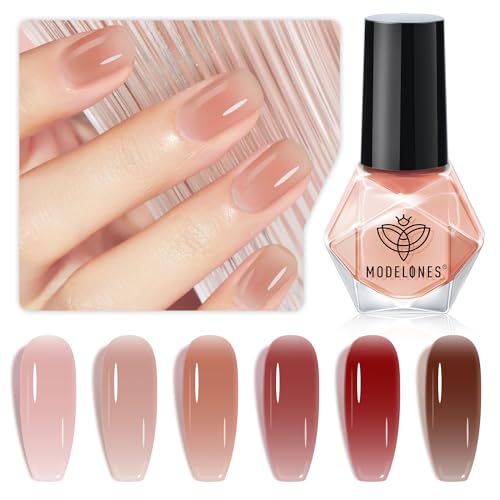 Modelones Quick Dry Nail Polish Set, 6 Colors Jelly Nude