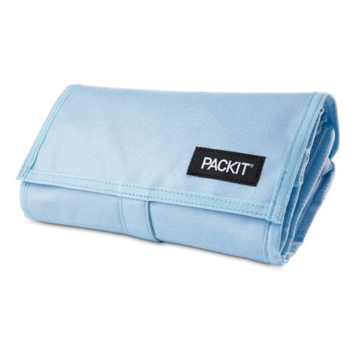 PackIt® Freezable Lunch Bag, Sky Blue, Built with EcoFreeze® Technology, Foldable, Reusable, Zip and Velcro Closure with Buckle Handle, Designed for Work Lunches and Fresh Lunch On the Go