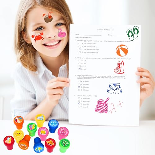 36PCS Beach Party Favors Set - 24 Temporary Tattoos & 12 Stamps