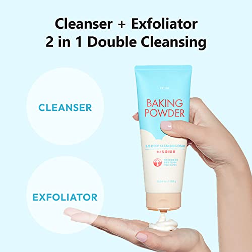 ETUDE Baking Powder B.B Deep Cleansing Foam, 5.4 fl.oz.(160ml) (21AD) | Perfect Cleansing and Peeling, Removes Pore Waste and Dead Skin Cells