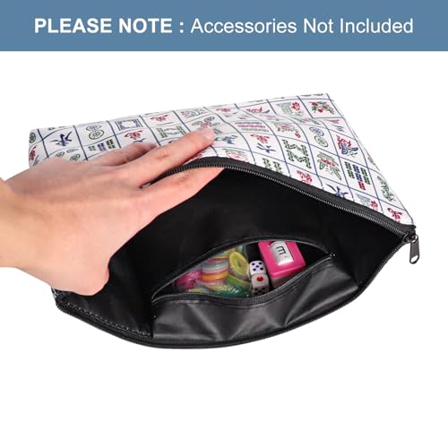 TIASUSAN White Mahjong Tile Bag - Portable Storage Case (13x7 in)
