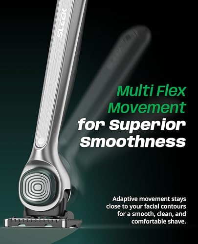 DORCO SLEEK 6-Blade Men's Razor with Handle & 2 Cartridges - Close Shave