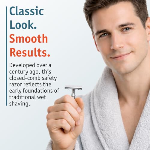 MERKUR 33C Double Edge Safety Razor, Three-Piece Design, Closed Comb, Short Handle, Bright Chrome Finish, Made in Germany