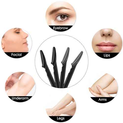 6 Pcs Black Eyebrow Razor, Face Razors Multipurpose, Facial Razors for Women Men, Eyebrow Trimmers Shaver with Protective Cover, Dermaplaning Tools for Face Body Use, Facial Hair Removal Tools