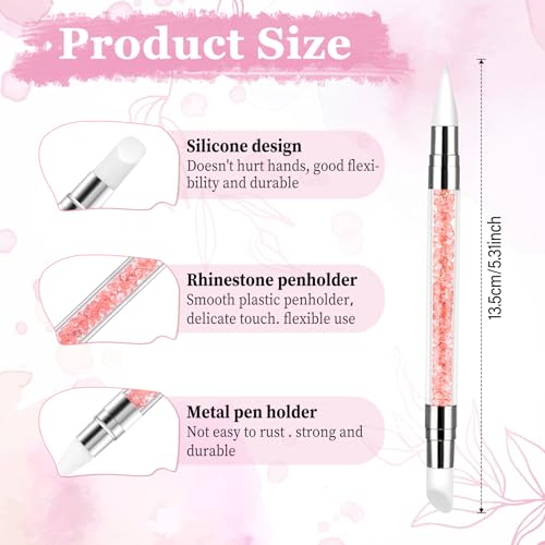 Silicone Nail Art Sculpture Pen Set - Dual Tipped for Precise & Filling - White Pink Orange