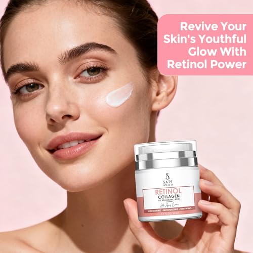 Sapi Anito Retinol Face Cream ? Night Moisturizer with Collagen, Niacinamide, Vitamin C & Hyaluronic Acid ? Hydrating Retinol Cream for Smooth-Looking Skin, Face & Neck, 1.7 oz