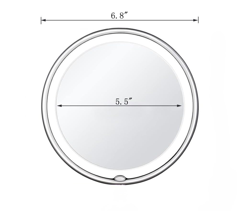 JiBen LED Lighted 10X Magnifying Makeup Mirror with Power Locking Suction Cup, Bright Diffused Light and 360 Degree Rotating Adjustable Arm, Portable Cordless Home and Travel Bathroom Vanity Mirror