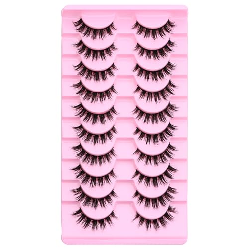 10 Pairs Wet Look Manga Lashes 18mm D Curl 3D Fluffy