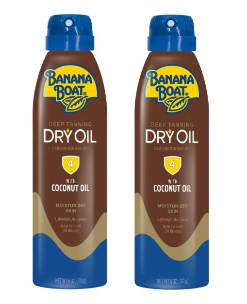 Banana Boat Deep Tanning Oil Spray SPF 4, 6 oz (Pack of 2)