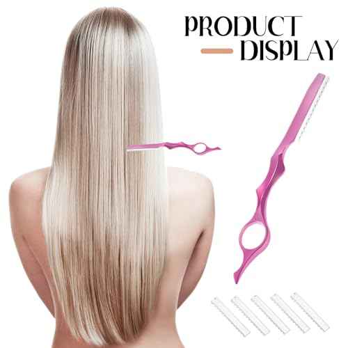 Mudder 11 Pcs Hair Razors for Cutting Hair Thinning Styling Feather Razors Kit with Replacement Stainless Steel Cutting Tool for Salon Home Use(Pink)