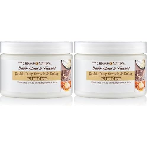 Creme of Nature, Curl Definition Pudding, Butter Blend, Argan Oil, Flaxseed Oil, Anti Frizz, 11.5 Oz (Pack of 2)