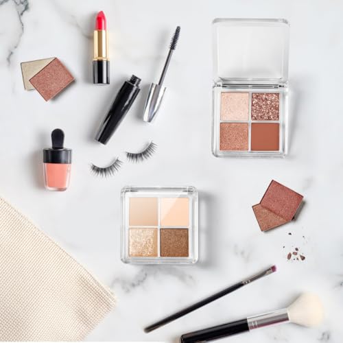 Beaupretty 2 Pack Refillable Lipstick & Makeup Palette Set - Clear 4-Grid Depotting Cases for Women Girls Ladies