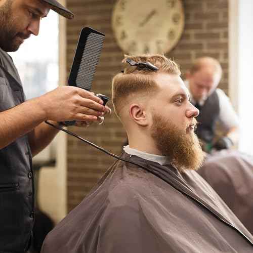 NICEMOVIC Barber Hair Cutting Blend Fade Combs 10 Pack for Hair Stylist, Barber Accessories Supplies, Fading Clipper Flat Top Blending Comb for Fades & Men Haircut Individually Wrapped (Black)