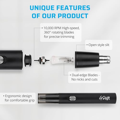GOUN 4-in-1 Nose Hair Trimmer for Men - 2025 Professional Painless USB Rechargeable, IPX6 Waterproof, Easy to Use