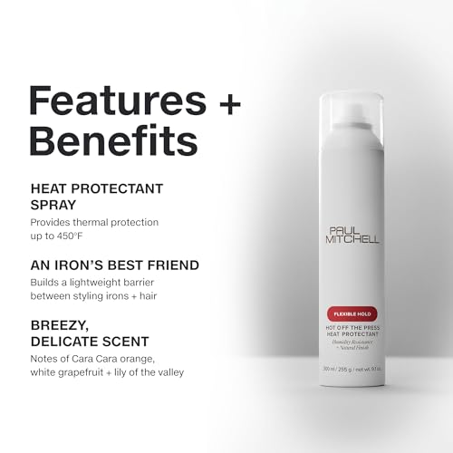 Paul Mitchell Hot Off The Press Heat Protectant, Humidity Resistance, Flexible Hold + Natural Finish, For All Hair Types