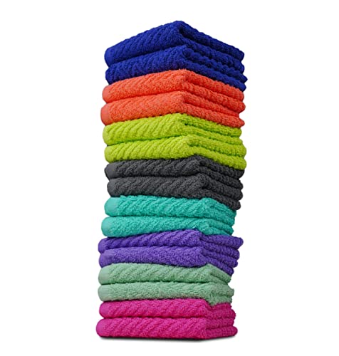 ZUPERIA Zigzag Washcloths 16 Pack - 12x12 Soft Cotton