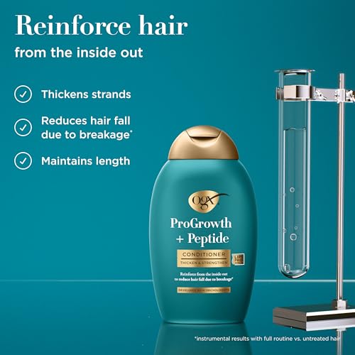 OGX ProGrowth + Peptide Conditioner, Thickening Conditioner Moisturizes, Reinforces and Strengthens Hair to Reduce Hair Fall Due to Breakage*, 13 fl. oz