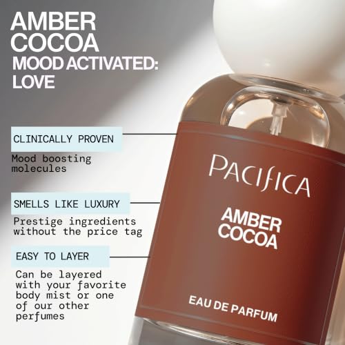 Pacifica Amber Cocoa Eau de Parfum – Warm Spiced Gourmand Fragrance for Women, Long-Lasting & Vegan