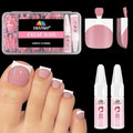 EBANKU Press On Toe Nails 150pcs French Pink Acrylic with Glue