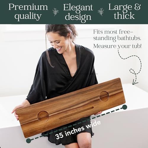 35" Acacia Wood Bath Tray for Freestanding Tubs