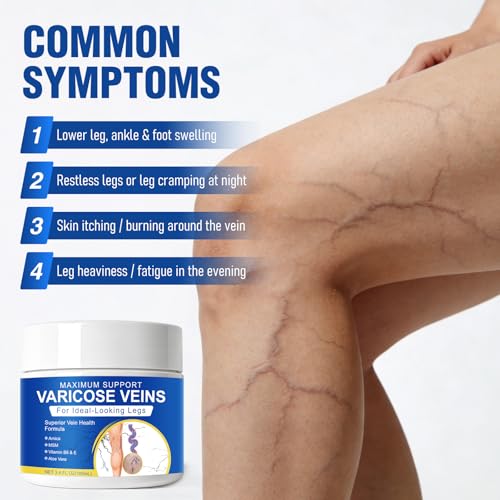 Varicose Veins Cream for Legs - Spider Veins Treatment, 3.4 Oz