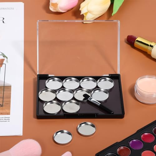 FRCOLOR Magnetic Eyeshadow Storage Box Compact Makeup Palette Organizer with Brush Holder Space-Saving Design for Home and Travel Use