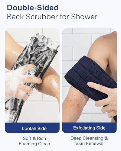 Yiclick Back Scrubber with Dual Loofah & Exfoliating Sides