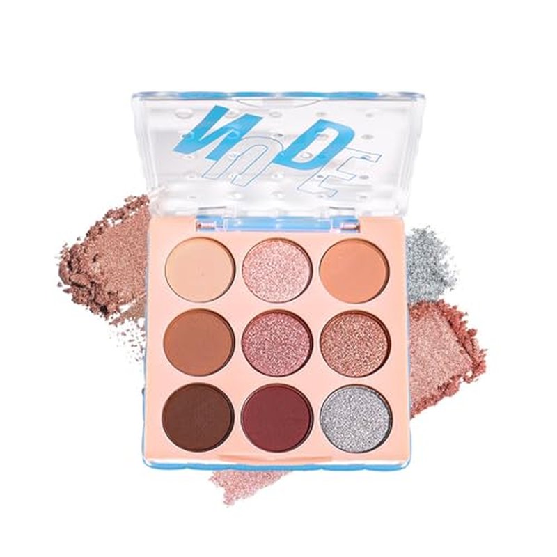 9-Color Nude Brown Eyeshadow Palette - Matte, Shimmer & Glitter
